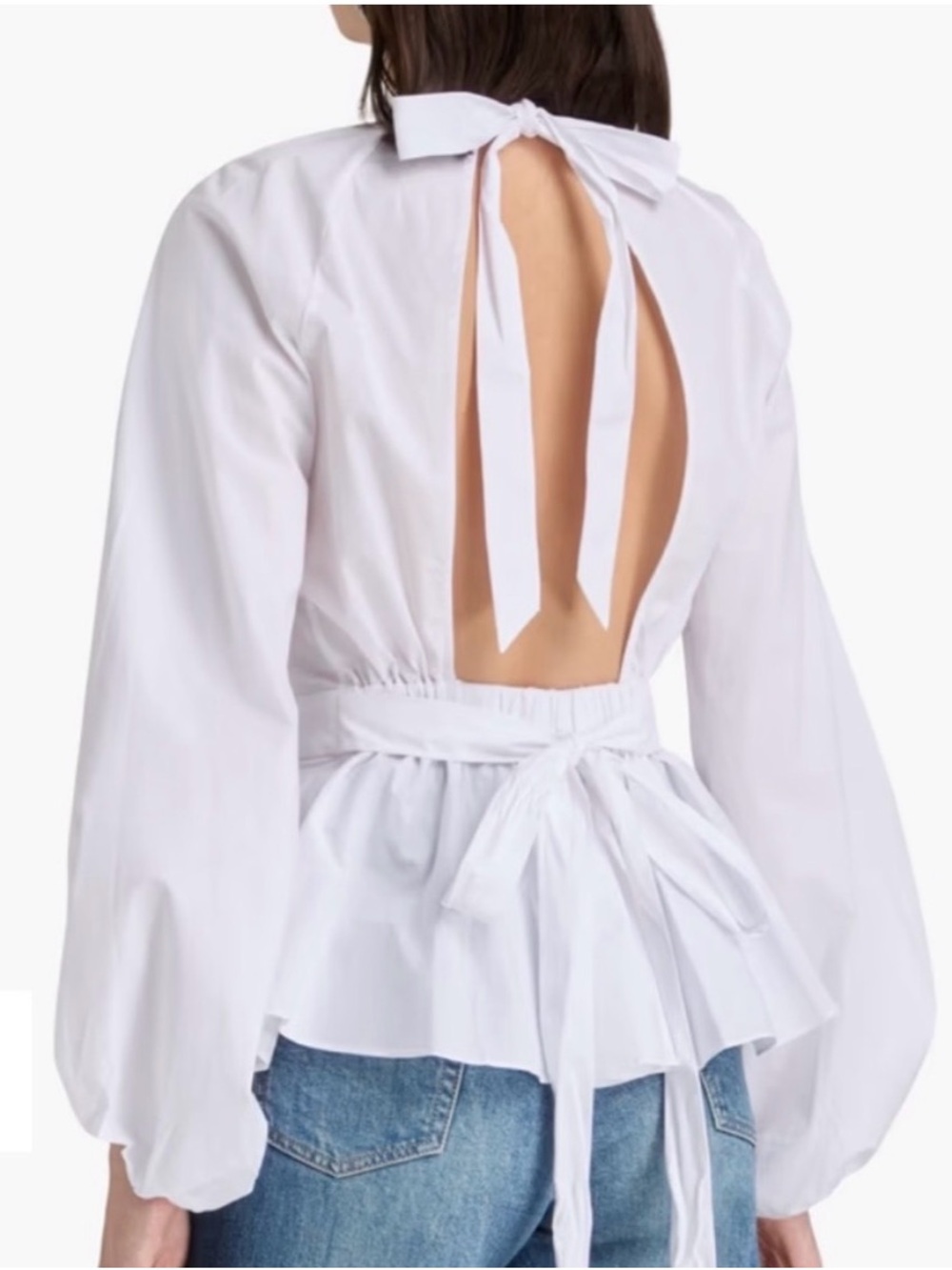 STAUD White Peplum Long-Sleeve Blouse - Picture 11 of 12